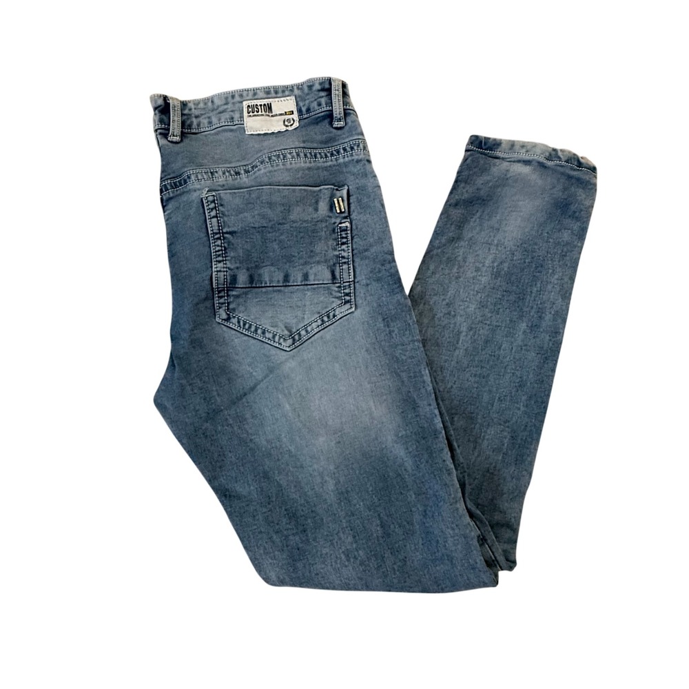 Custom PREDATOR Mens Ultra Skinny Custom‎ Jeans Light Wash Distressed Size 38x32